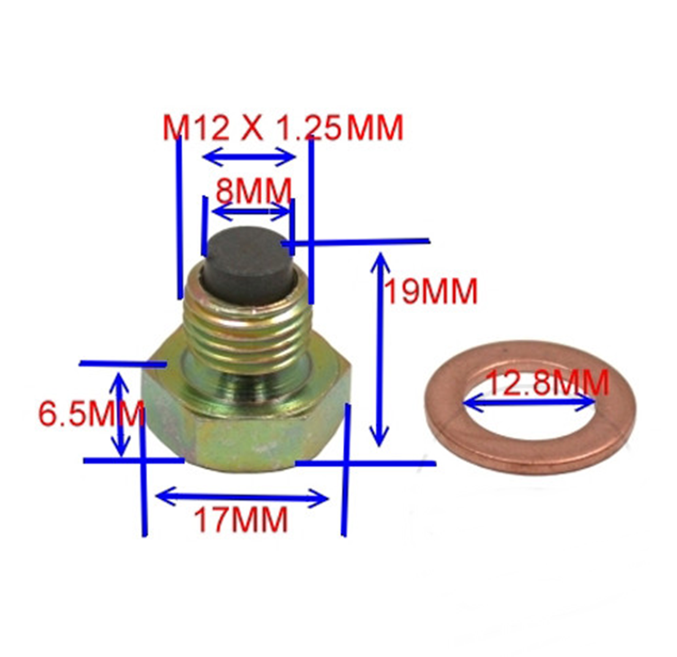 TORNILLO MAGNETICO DRENAJE ACEITE JMP M12 X 1.25 ANILLO SELLADO